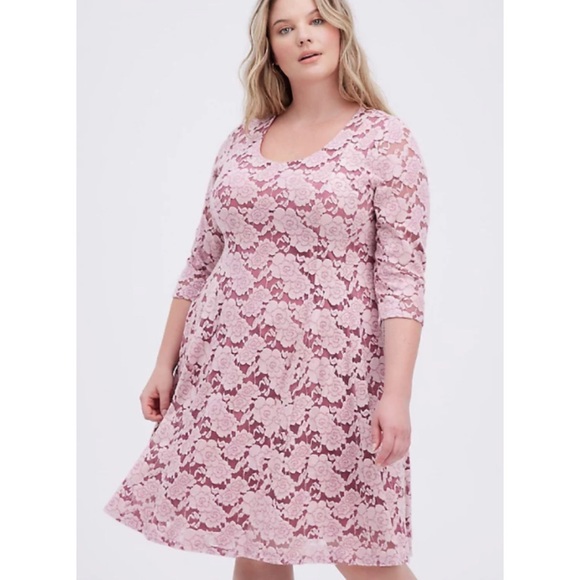 🆕 Purple Brushed Lace Skater Dress 1 1X 14 16 NWT Torrid New! - Picture 4 of 8